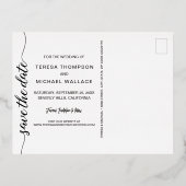 ROSE Gold foil Save the date Photo Wedding Modern 箔招待状ポストカード (裏面)