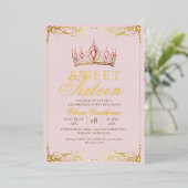  Rose Gold Foil Sweet 16 Elegant Birthday 箔招待状 (立ち正面)