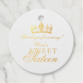 Rose Gold Foil Sweet 16 Sparkle Birthday フェイバータグ (正面)
