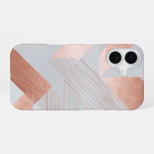 Rose Gold Geometric Abstract Pattern iPhone 16ケース (裏面横)