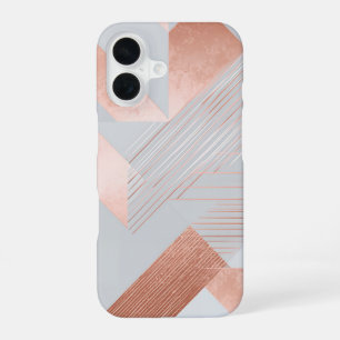 Rose Gold Geometric Abstract Pattern iPhone 16ケース