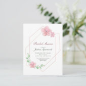 Rose Gold Geometric Floral Bridal Shower ポストカード (スタンド正面)
