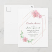 Rose Gold Geometric Floral Bridal Shower ポストカード (正面/裏面)