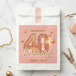 Rose Gold Glam 40th Birthday Thank You フェイバーバッグ