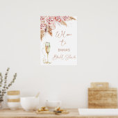 Rose Gold Glass Floral Bridal Shower Welcome Sign ポスター (キッチン)