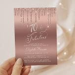 Rose Gold Glitter 70th Birthday Budget Invitation<br><div class="desc">Elegant,  chic and budget-friendly 70th birthday party invitation featuring "70 & Fabulous" written in stylish white script against a rose gold background,  with rose gold faux dripping glitter. You can personalize with her name and the seventieth birthday party details.</div>