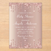 Rose Gold Glitter Acrylic Baby Shower Invitation アクリル招待状 (正面)