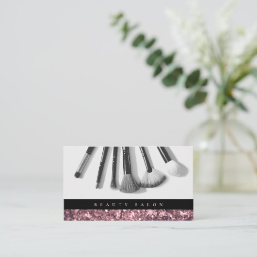 Rose Gold Glitter Beauty Salon 名刺 (スタンド正面)