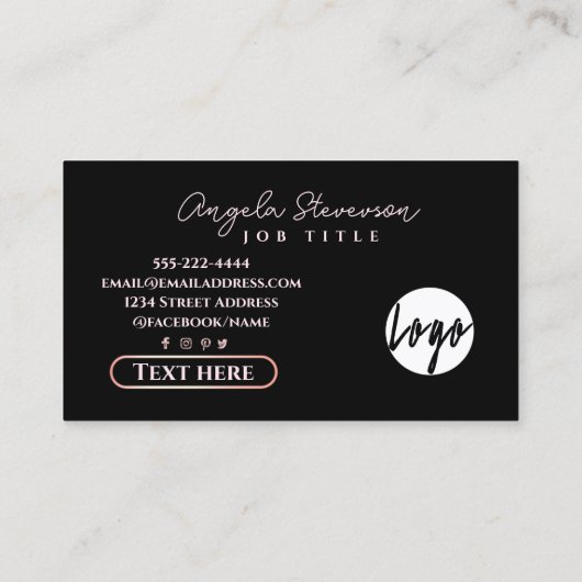 Rose Gold Glitter Beauty Salon appointment card 名刺 (裏面)