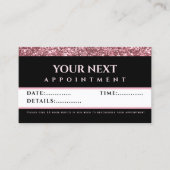 Rose Gold Glitter Beauty Salon appointment card 名刺 (正面)