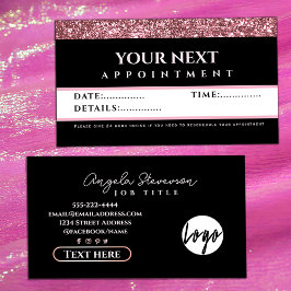 Rose Gold Glitter Beauty Salon appointment card 名刺
