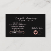 Rose Gold Glitter Beauty Salon Loyalty Card 名刺 (裏面)