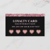Rose Gold Glitter Beauty Salon Loyalty Card 名刺 (正面)