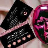 Rose Gold Glitter Beauty Salon Loyalty Card 名刺