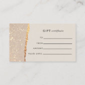 Rose Gold Glitter & Black Modern Gift Certificate 名刺 (裏面)