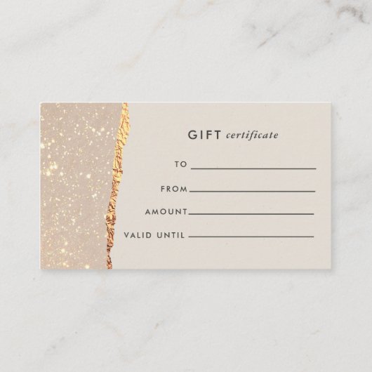 Rose Gold Glitter & Black Modern Gift Certificate 名刺 (裏面)