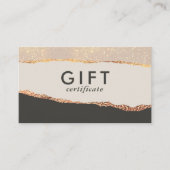 Rose Gold Glitter & Black Modern Gift Certificate 名刺 (正面)