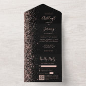 Rose Gold Glitter Black QR Code Wedding オールインワン招待状 (内側)