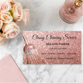 Rose Gold Glitter Classy Cleaning Services 名刺