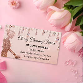 Rose Gold Glitter Classy Cleaning Services 名刺
