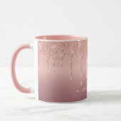 Rose Gold Glitter Coffee Mug Your Name and Letter マグカップ (左)