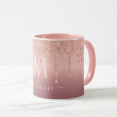 Rose Gold Glitter Coffee Mug Your Name and Letter マグカップ (正面右)