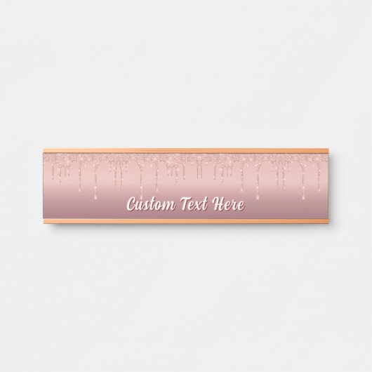 Rose Gold Glitter Desk Name Plate Personalized サインプレート (正面)