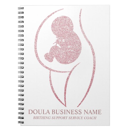 Rose Gold Glitter Doula & Birth Coach Journal ノートブック (正面)