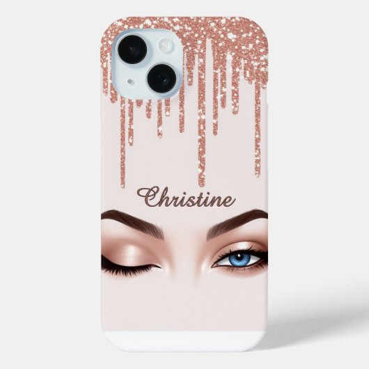Rose Gold Glitter Drip Aesthetic ✨ Feminine Eye  Case-Mate iPhoneケース (裏面)
