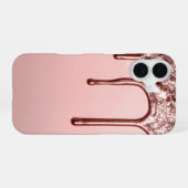 Rose Gold Glitter Drip – Glam Metallic iPhone 16ケース (裏面横)
