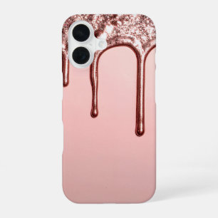 Rose Gold Glitter Drip – Glam Metallic iPhone 16ケース