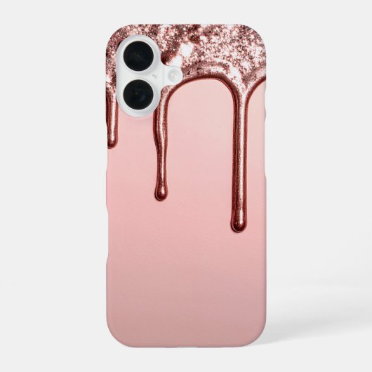Rose Gold Glitter Drip – Glam Metallic iPhone 16ケース (裏面)