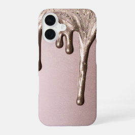 Rose Gold Glitter Drip – Glam Metallic iPhone 16ケース