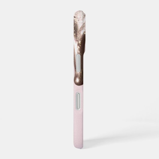 Rose Gold Glitter Drip – Glam Metallic iPhone 16ケース (右側面)