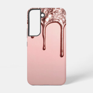 Rose Gold Glitter Drip – Glam Metallic Samsung Galaxy S22ケース