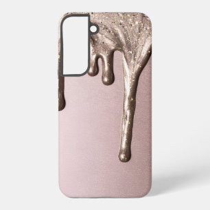 Rose Gold Glitter Drip – Glam Metallic Samsung Galaxy S22+ケース