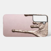 Rose Gold Glitter Drip – Glam Metallic Samsung Galaxyケース (裏面横)