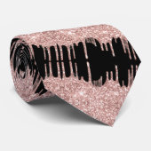 Rose Gold Glitter Drips Black Neck Tie ネクタイ (ロール)