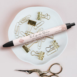 Rose Gold Glitter Drips Cupcake Bakery Pastry Chef 黒ボールペン