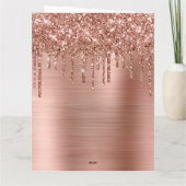 Rose Gold Glitter Drips Metallic Merry Christmas カード (裏面)