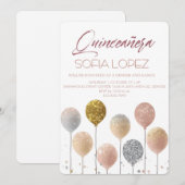 Rose Gold Glitter Elegant Quinceañera  招待状 (正面/裏面)