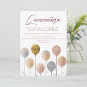 Rose Gold Glitter Elegant Quinceañera  招待状 (スタンド正面)