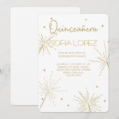 Rose Gold Glitter Elegant Quinceañera  招待状 (正面/裏面)