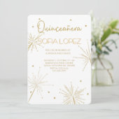 Rose Gold Glitter Elegant Quinceañera  招待状 (スタンド正面)