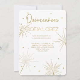 Rose Gold Glitter Elegant Quinceañera  招待状