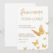 Rose Gold Glitter Elegant Quinceañera  招待状 (正面/裏面)