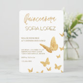 Rose Gold Glitter Elegant Quinceañera  招待状 (スタンド正面)