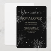 Rose Gold Glitter Elegant Quinceañera  招待状 (正面/裏面)