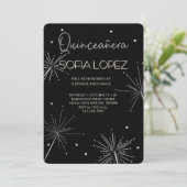 Rose Gold Glitter Elegant Quinceañera  招待状 (スタンド正面)