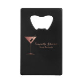 Rose Gold Glitter Event Bartender QR Code クレジットカード栓抜き (正面)